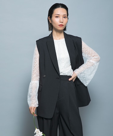 防シワシャンブレーツイルダブルジレ