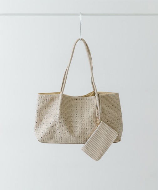 ポーチ付パンチングラージトートバッグ