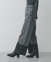 レースドッキングデニムパンツ