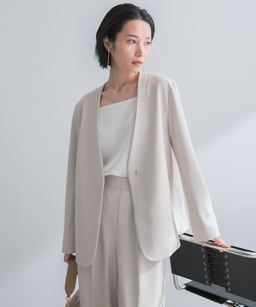 ストレッチツイルノーカラージャケット