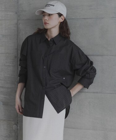 ドビーチェックアシメシャツ