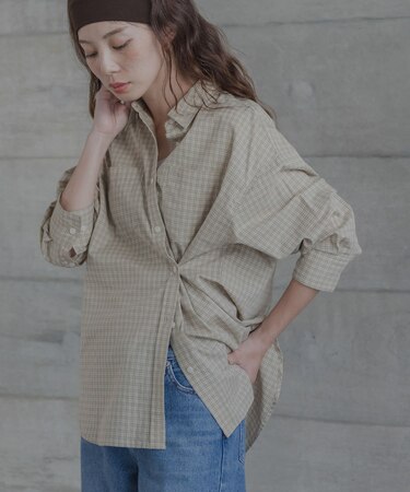 ドビーチェックアシメシャツ