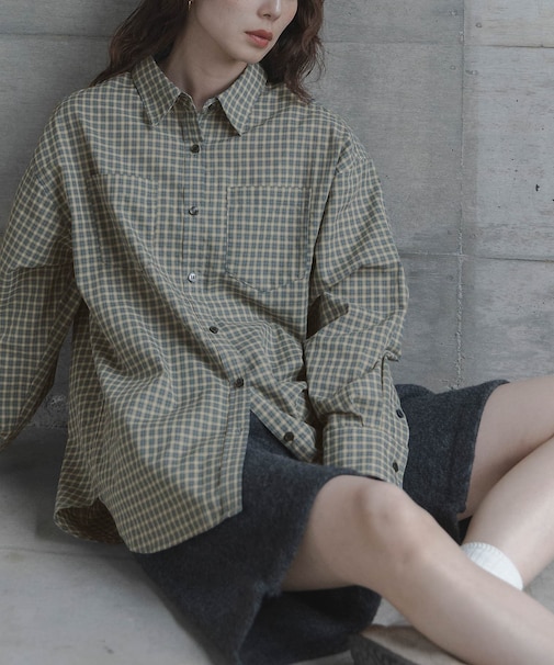 ドビーチェックアシメシャツ