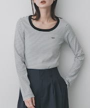 ラウンドネックリブTシャツ