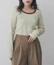ラウンドネックリブTシャツ