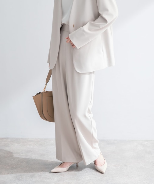 ストレッチツイルタックストレートパンツ