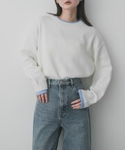 『洗濯可』バイカラーレイヤードセーター