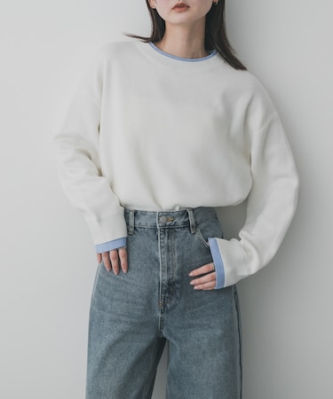 『洗濯可』バイカラーレイヤードセーター