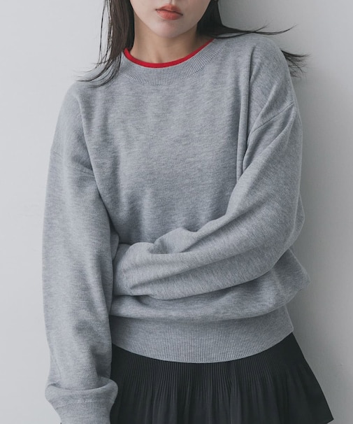 『洗濯可』バイカラーレイヤードセーター