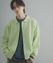 『洗濯可』スウェットライクポロカーディガン