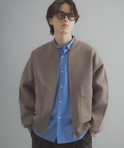 『洗濯可』ダブルポケットニットブルゾン