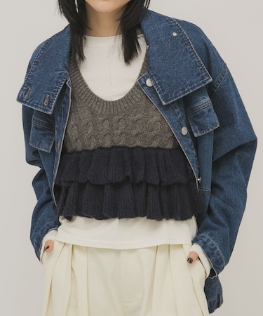 2WAYフリルニットベスト