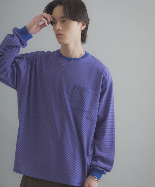 ピンボーダーロングスリーブTシャツ