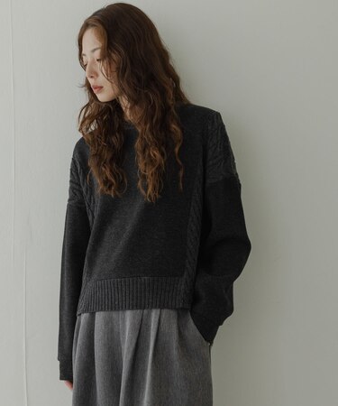 ケーブル切替メルトンジャージプルオーバー