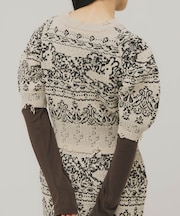 ジャガードハーフスリーブニット