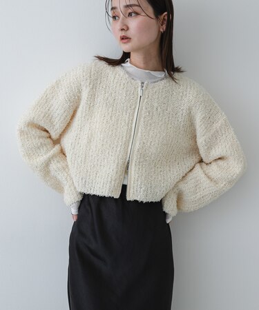 『洗濯可』コードテープヤーンカーディガン