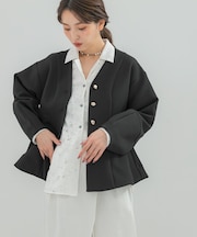 『WEB限定』デザインボタンペプラムツイルジャケット