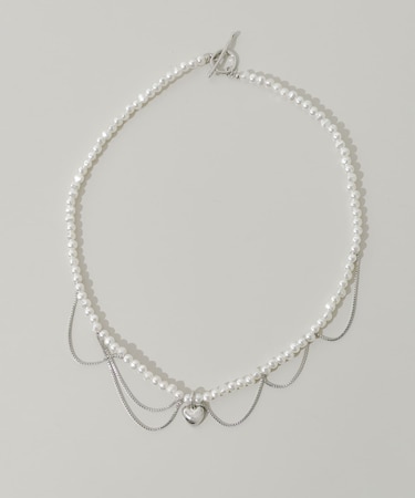 ハートレイヤードパールマンテルネックレス