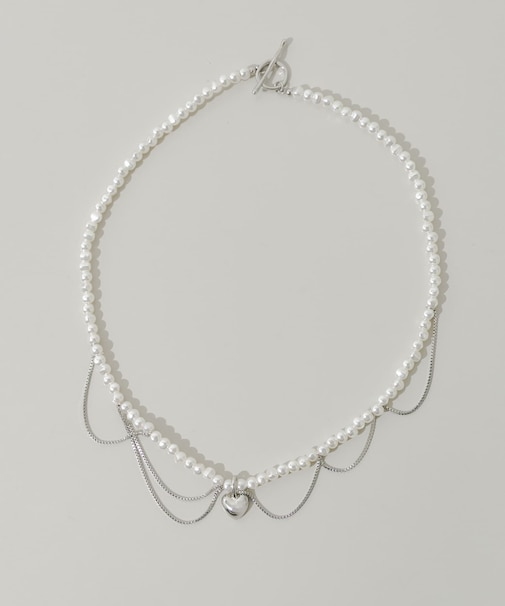 ハートレイヤードパールマンテルネックレス