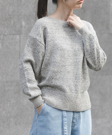 FORK&SPOON　テープヤーンボートネックニット