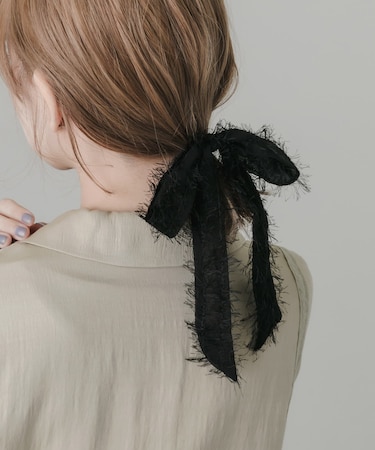 シアーフリンジリボンヘアカフ