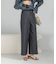 ピンタックストレッチワイドデニムパンツ