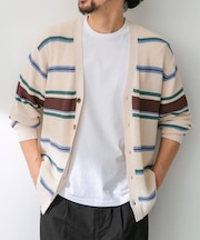 マルチボーダーニットカーディガン
