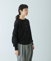 コットンカシミヤヘンリーネックニット