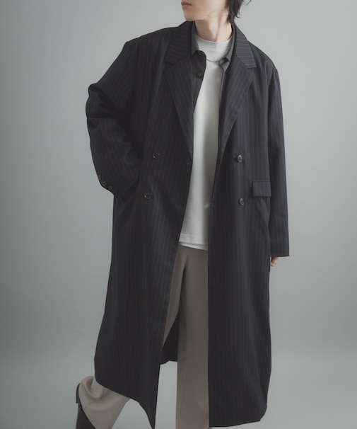 ダブルブレストロングコート