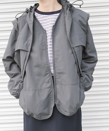 『UR TECH』ナイロンタッサ－ZIP カーディガン