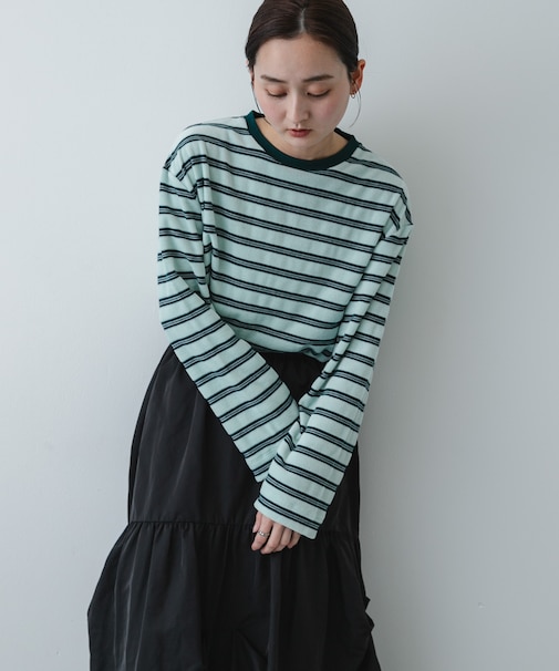 ベロアボーダーTシャツ
