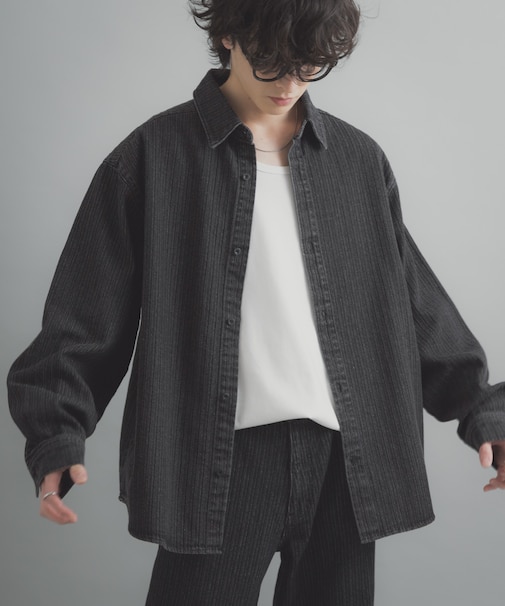 ジャガードデニムレギュラーカラーシャツ