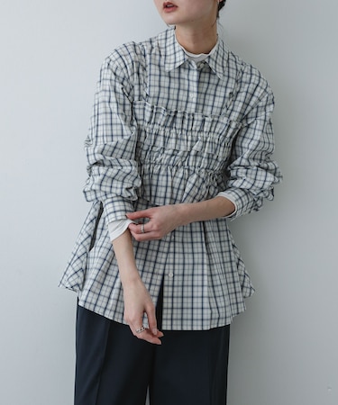 シャーリングビスチェセットシャツ