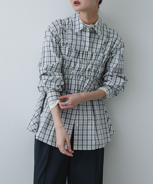 シャーリングビスチェセットシャツ