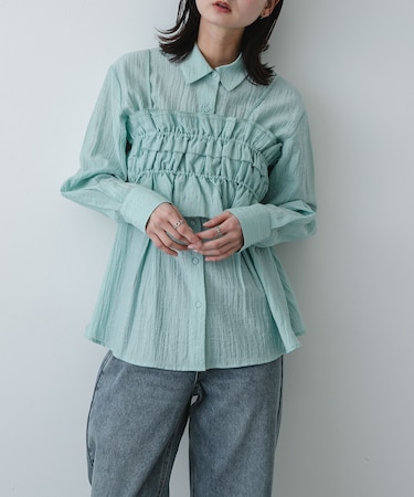 シャーリングビスチェセットシャツ