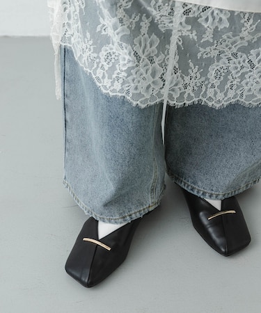 『抗菌』スクエアカットフラットシューズ