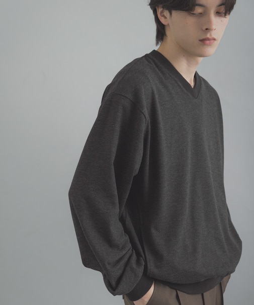 ライトカットメルトンVネックプルオーバー