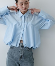 『イージーケア』シルバーボタンバルーンシャツ