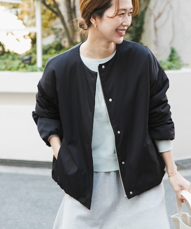 撥水中綿ノーカラーコート