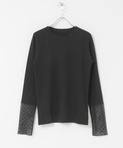 袖ドット柄切替ロングスリーブTシャツ