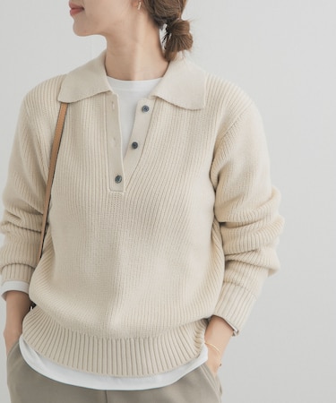 衿付き畦ニット