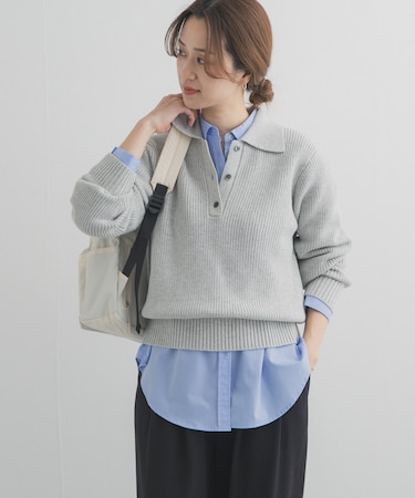 衿付き畦ニット