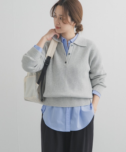 衿付き畦ニット