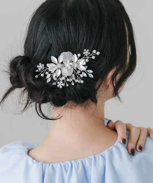 メタルリーフモチーフヘアクリップ