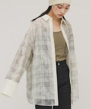 シアーチェックレイヤードシャツ