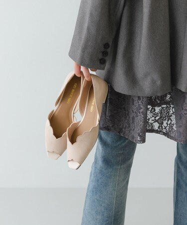 ピープトゥスカラップセパレートサンダル