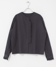 コットンリネンフリルブラウス