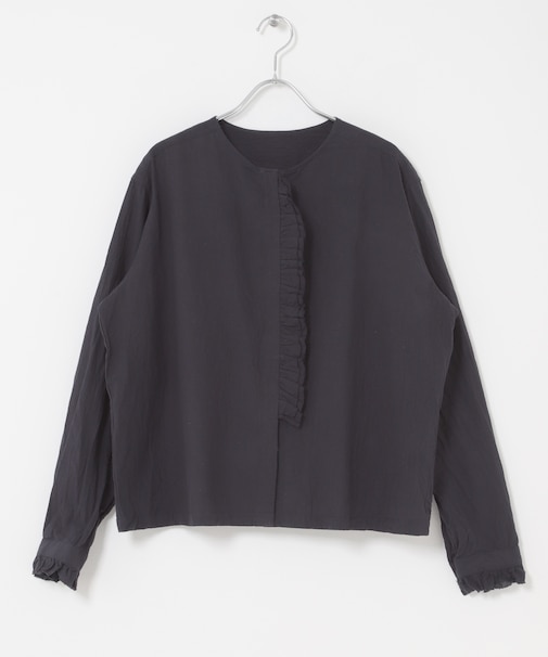 コットンリネンフリルブラウス