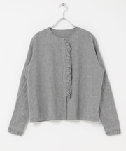 コットンリネンフリルブラウス