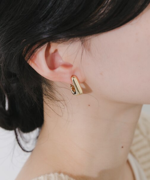 スクエアフープイヤリング